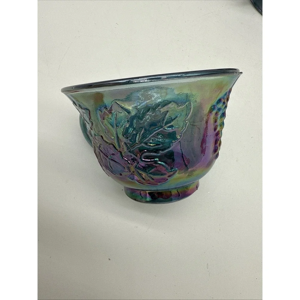 Vintage Carnival Glass Harvest Grape Design Tea Cups Set of 5